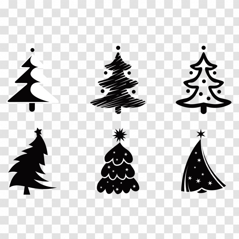 Vector Graphics Christmas Tree Day Illustration Silhouette - Decor - Black Background Transparent PNG