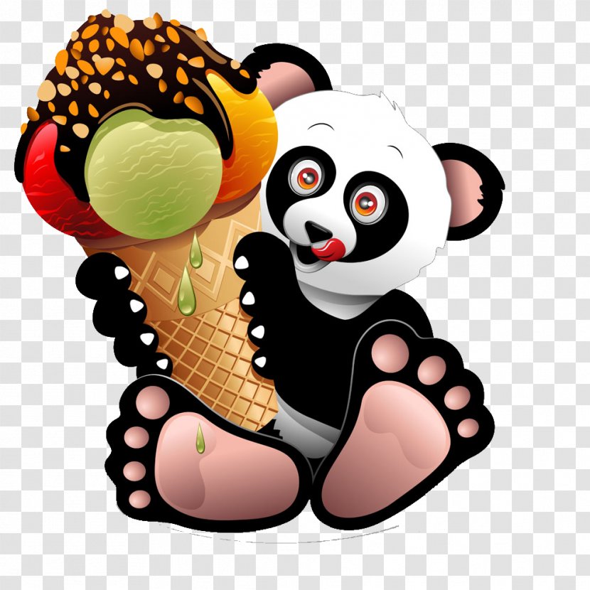 Ice Cream Cone Giant Panda Gelato - Heart - With Image Transparent PNG