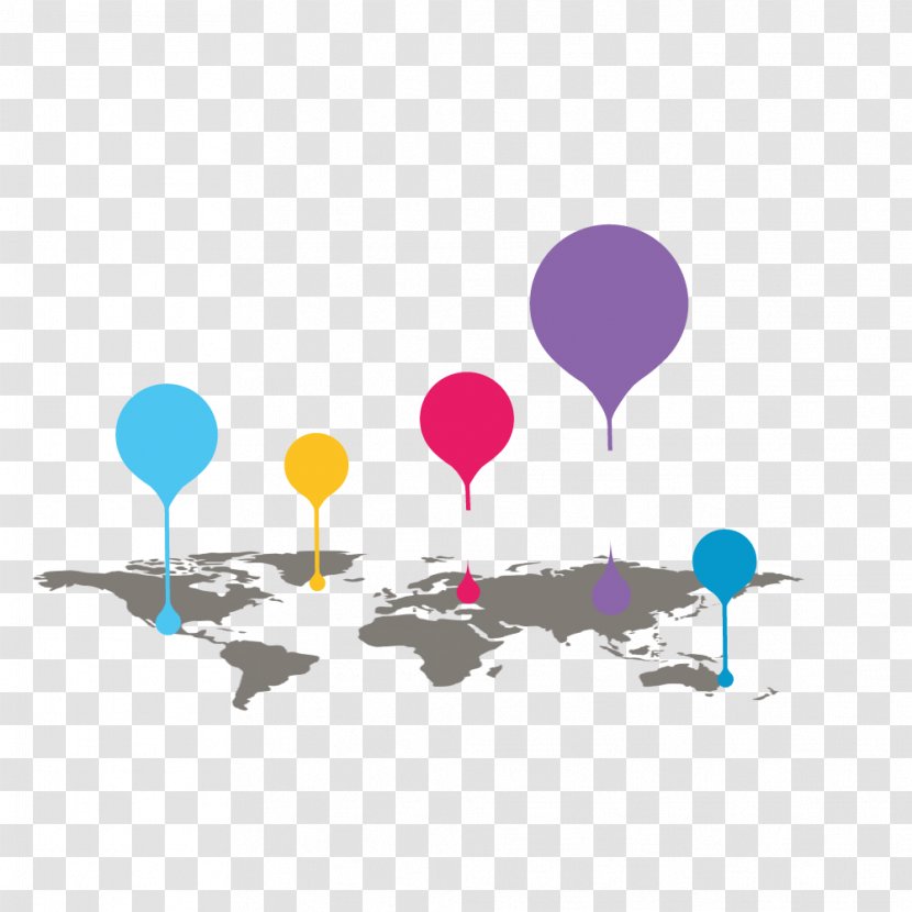 World Map - Balloon - Business Vector Border Material Transparent PNG