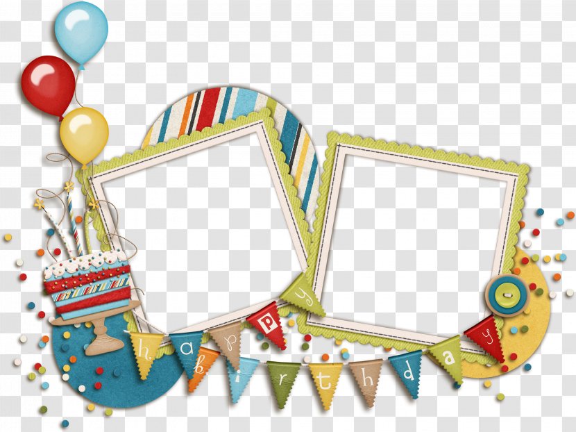Picture Frames Birthday Clip Art - Yellow - Blue Frame Transparent PNG