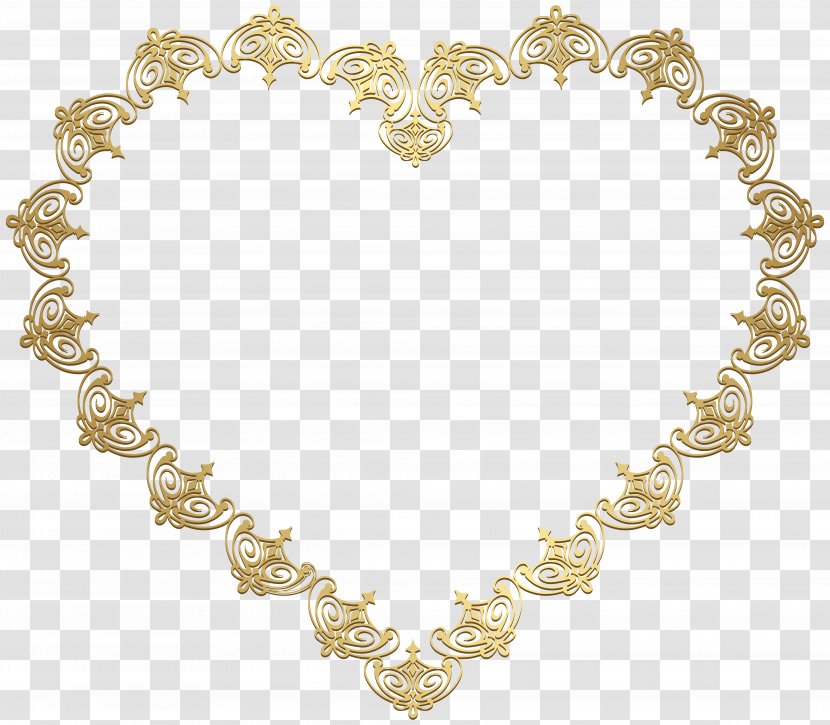 Necklace Clip Art - Heart - Gold Transparent PNG