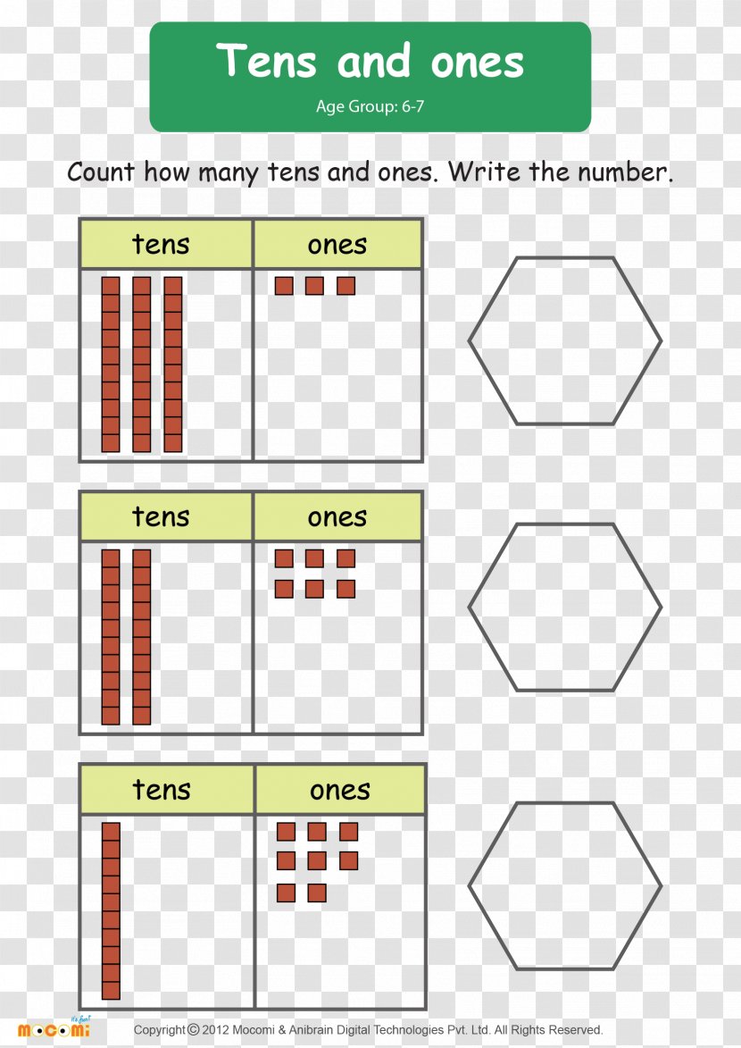 Mathematics First Grade Worksheet Numerical Digit Mathematical Problem - Counting - Irregular Counter Placement Transparent PNG