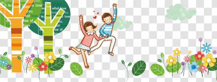Cartoon Significant Other Illustration - Summer - Vector Jumping Little Couple Transparent PNG