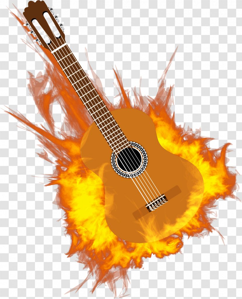 Acoustic Guitar Graphic Design Tiple - Acousticelectric - Vector Painted Flame Transparent PNG