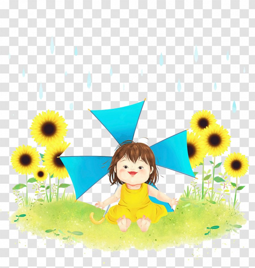 Flower Child Clip Art - Sunflower - Children And Flowers Transparent PNG