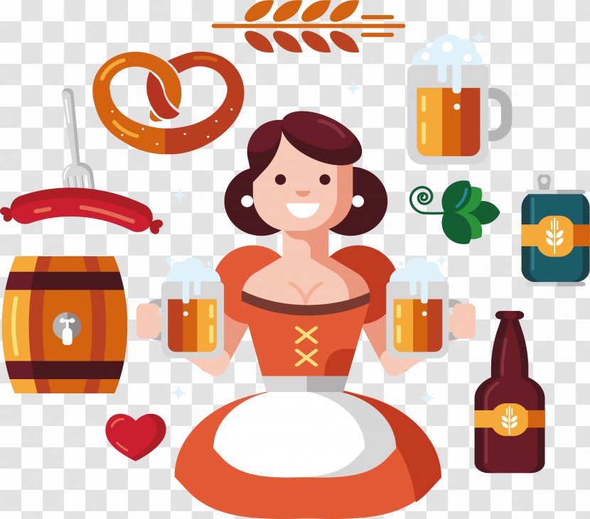 Oktoberfest Beer Illustration - Flat Design - Celebrate Together Transparent PNG