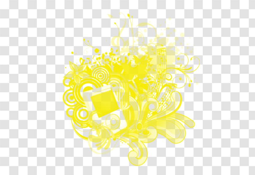 Floral Design Yellow Pattern - Silhouette - Musical Elements Transparent PNG