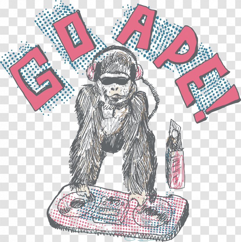 Gorilla Orangutan Cartoon Illustration - Vector Transparent PNG
