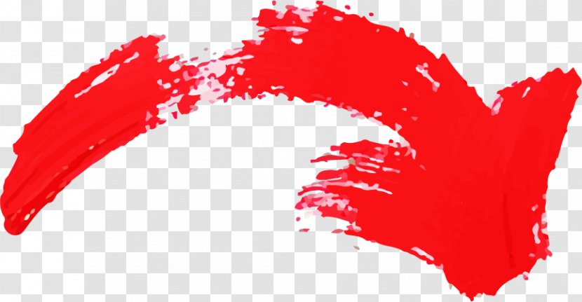 Ink Brush Arrow Painting - Watercolor - Red Painted Marks Transparent PNG