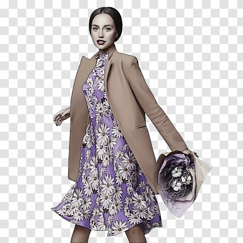 Clothing Purple Violet Dress Fashion Model - Outerwear - Shoulder Transparent PNG