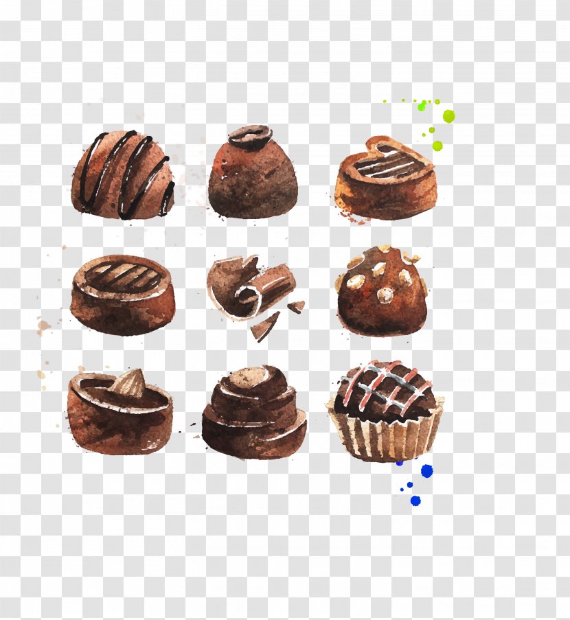 Chocolate Truffle Cake Candy - Praline - Vector Brown Dessert Collection Transparent PNG