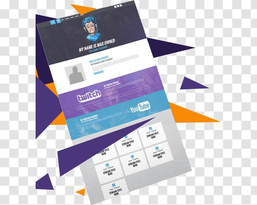 Streaming Media Twitch Video Game Live Web Template System - Design Transparent PNG