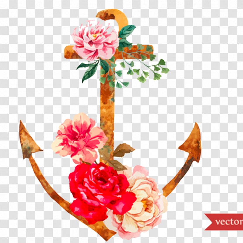Flower Anchor Illustration - Royaltyfree - Watercolor Roses And Elements Transparent PNG