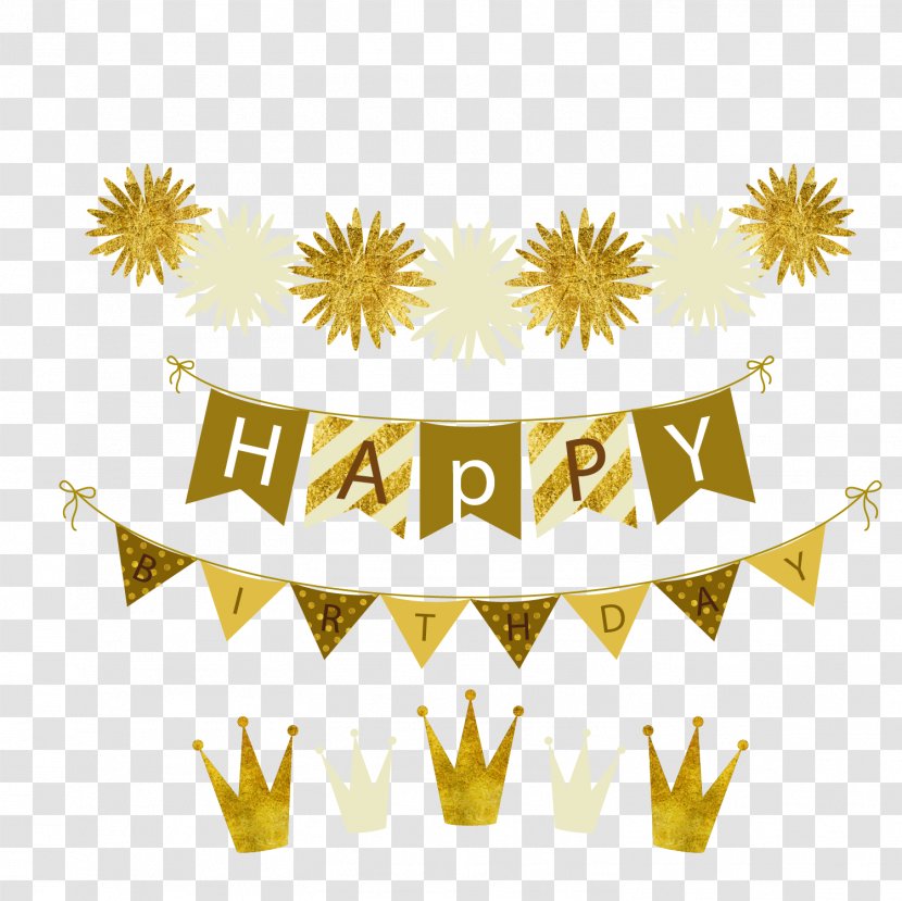 Text Graphic Design Illustration - Area - Golden Birthday Party Decorative Vector Transparent PNG