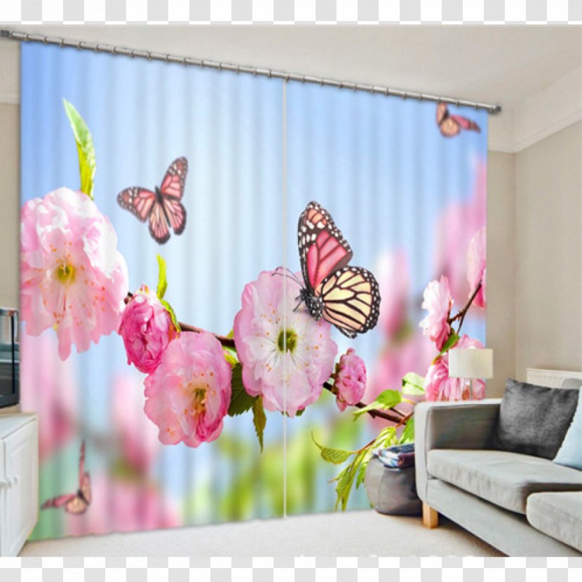 Window Treatment Curtain Blackout Douchegordijn - Furniture - Cherry Decoration Transparent PNG