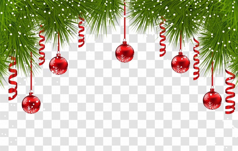 Fir Christmas Ornament Tree - Evergreen - Pine Decor With Red Ornaments Clip Art Image Transparent PNG