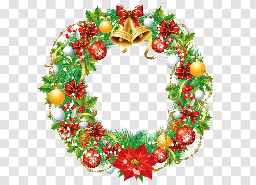 Christmas Santa Claus Wreath Clip Art - Tree - Gold Transparent PNG