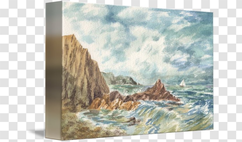 Watercolor Painting Canvas Gallery Wrap Sea - Sky - Ocean Shore Transparent PNG