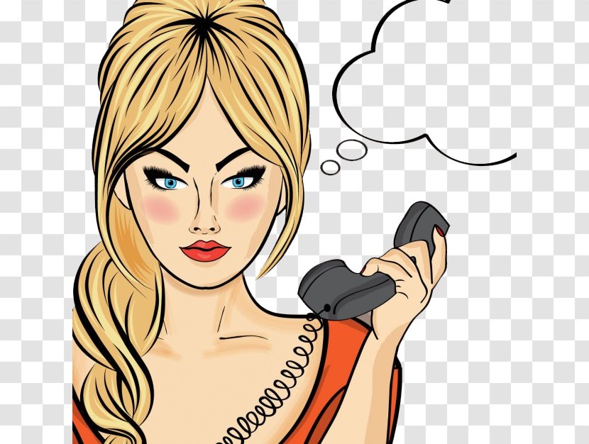 Pop Art Telephone Mobile Phone - Cartoon - Women Call Transparent PNG