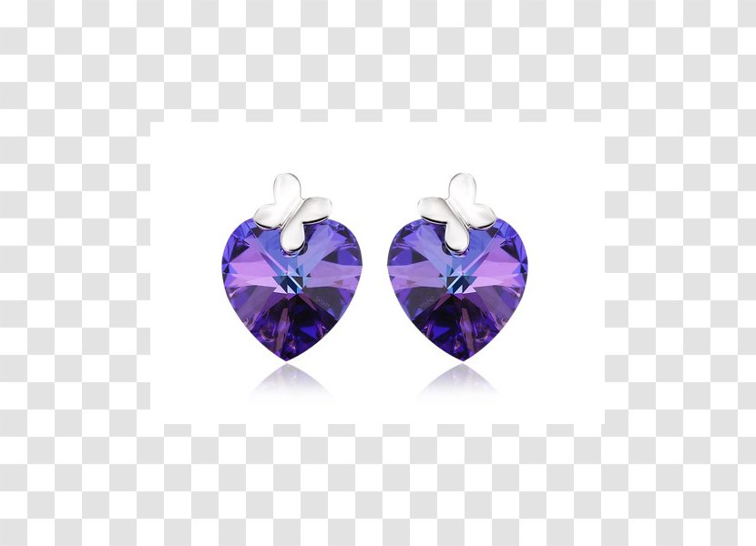 Earring Amethyst Swarovski AG Violet Purple - Body Jewellery Transparent PNG