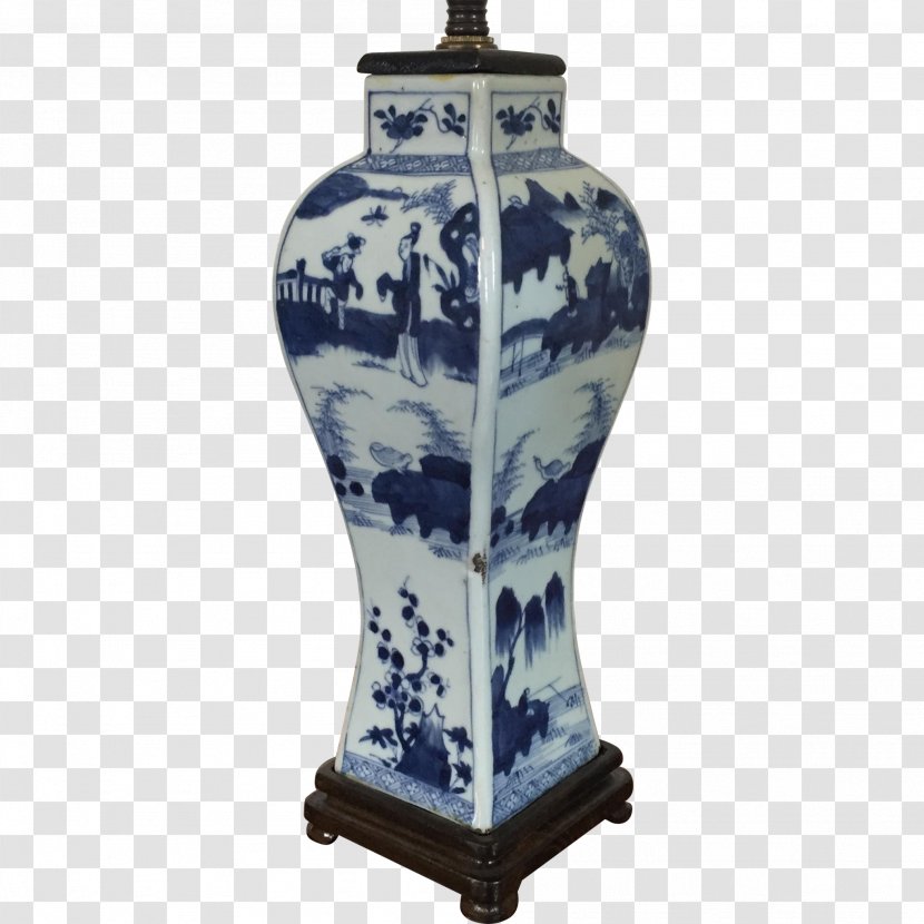 Ceramic Vase Cobalt Blue And White Pottery Urn - Porcelain Transparent PNG