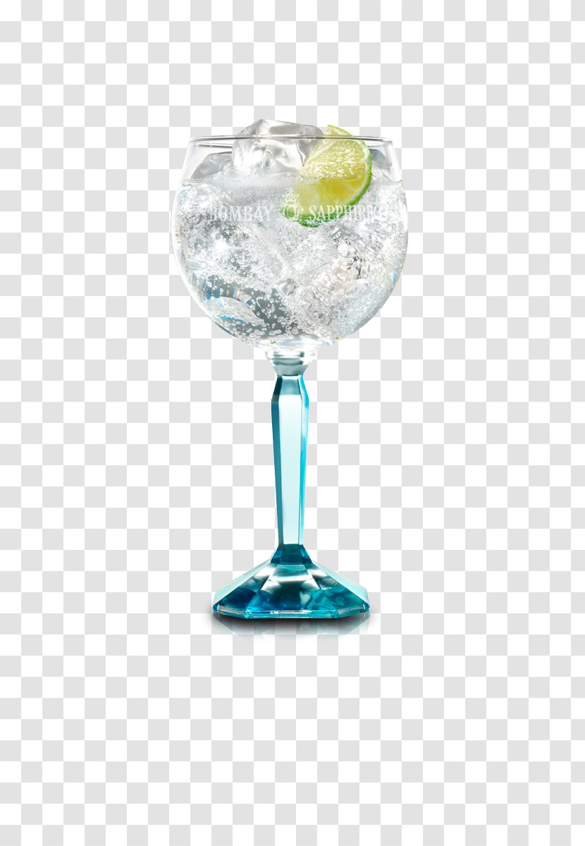 Gin And Tonic Water Wine Glass Martini Cocktail Garnish - Bombay Sapphire Transparent PNG