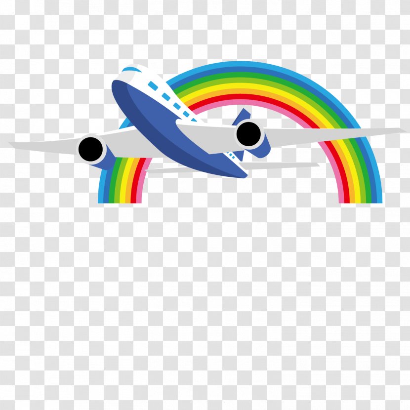 Airplane Aircraft - Drawing - Rainbow With Plane Transparent PNG