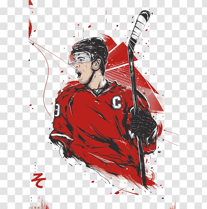 Chicago Blackhawks National Hockey League Ice Art Illustration - Hand-painted Player Transparent PNG