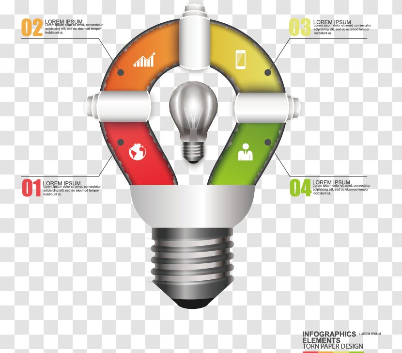 Incandescent Light Bulb - Diagram - Vector Creative Lamp Transparent PNG