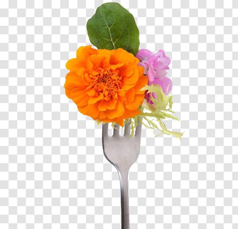 Edible Flower Shoot Salad - Yellow - Flowers On A Fork Transparent PNG