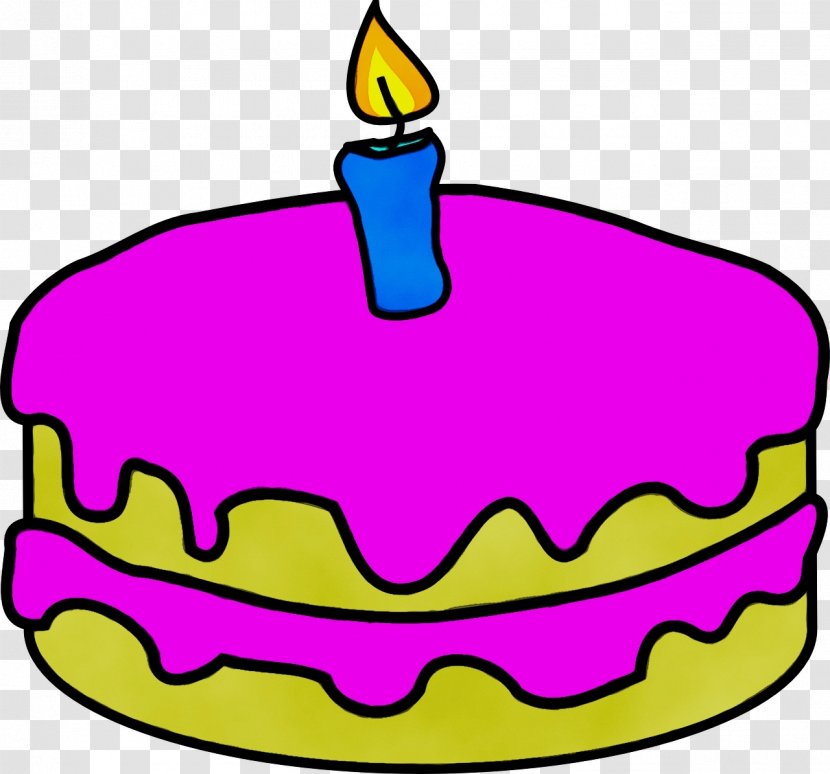 Birthday Cake - Watercolor - Magenta Icing Transparent PNG