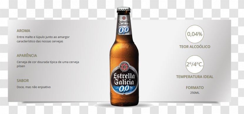 Beer Bottle Liqueur Estrella Galicia Low-alcohol - Pilsner Transparent PNG