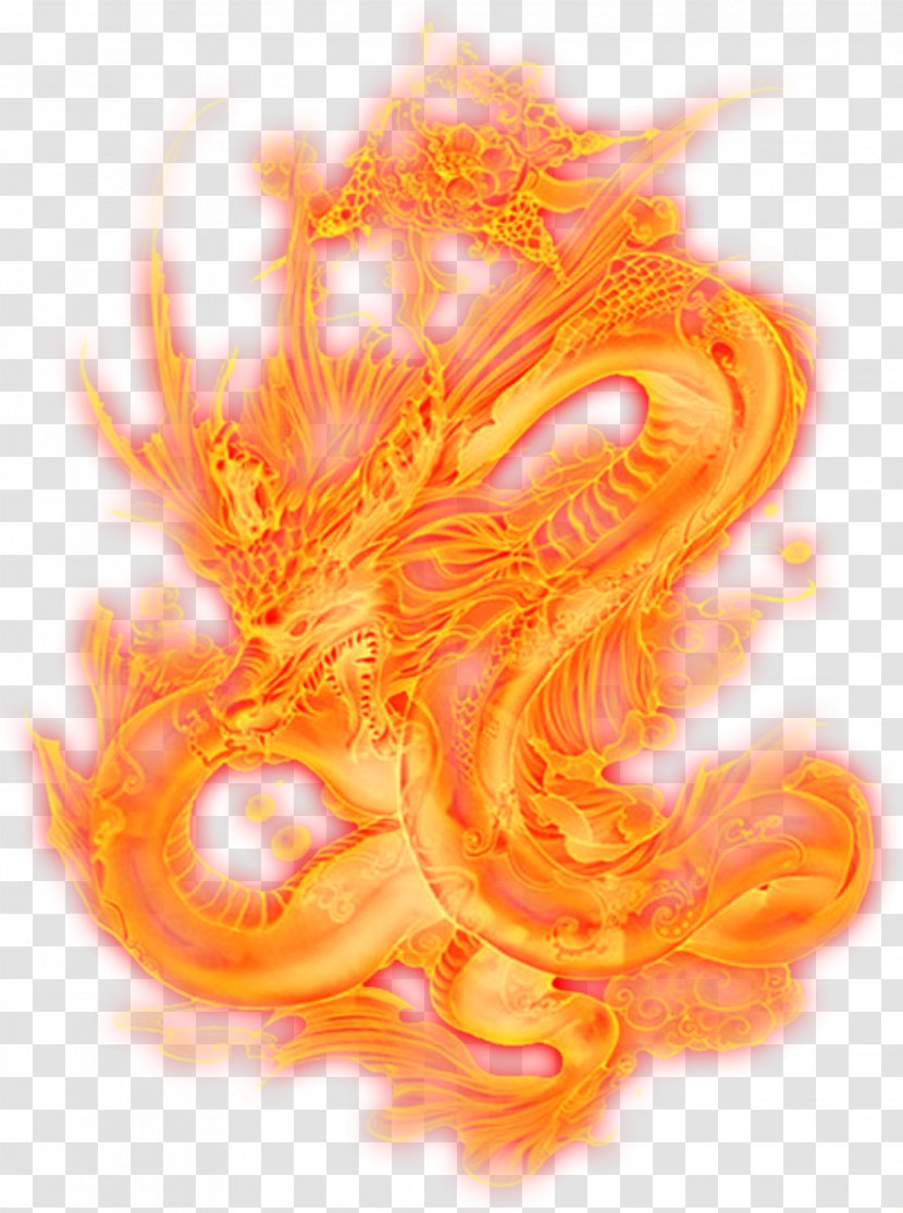 Flame Chinese Dragon - Raster Graphics - Golden Pattern European Style Transparent PNG
