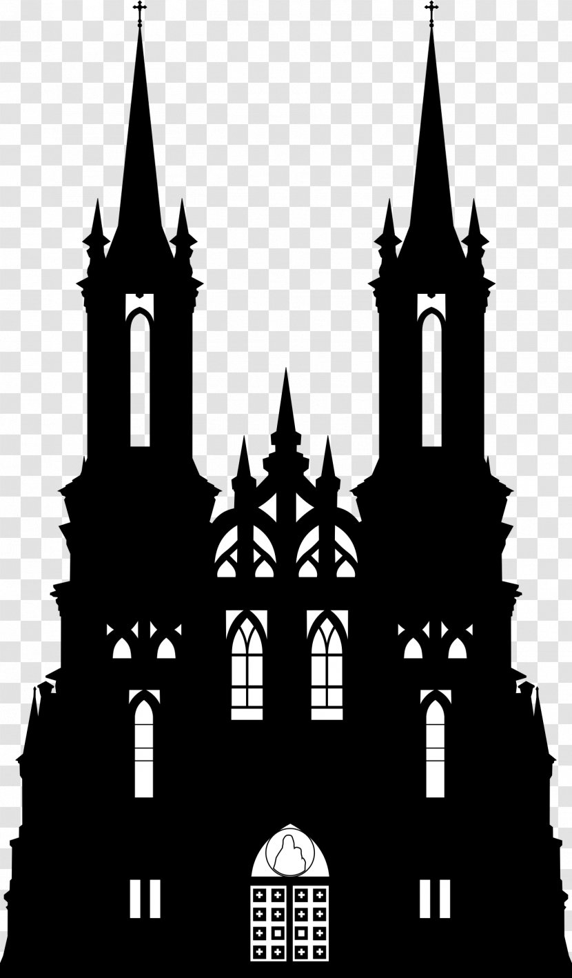 Silhouette Gothic Architecture Castle Clip Art - Church - Catholic Transparent PNG