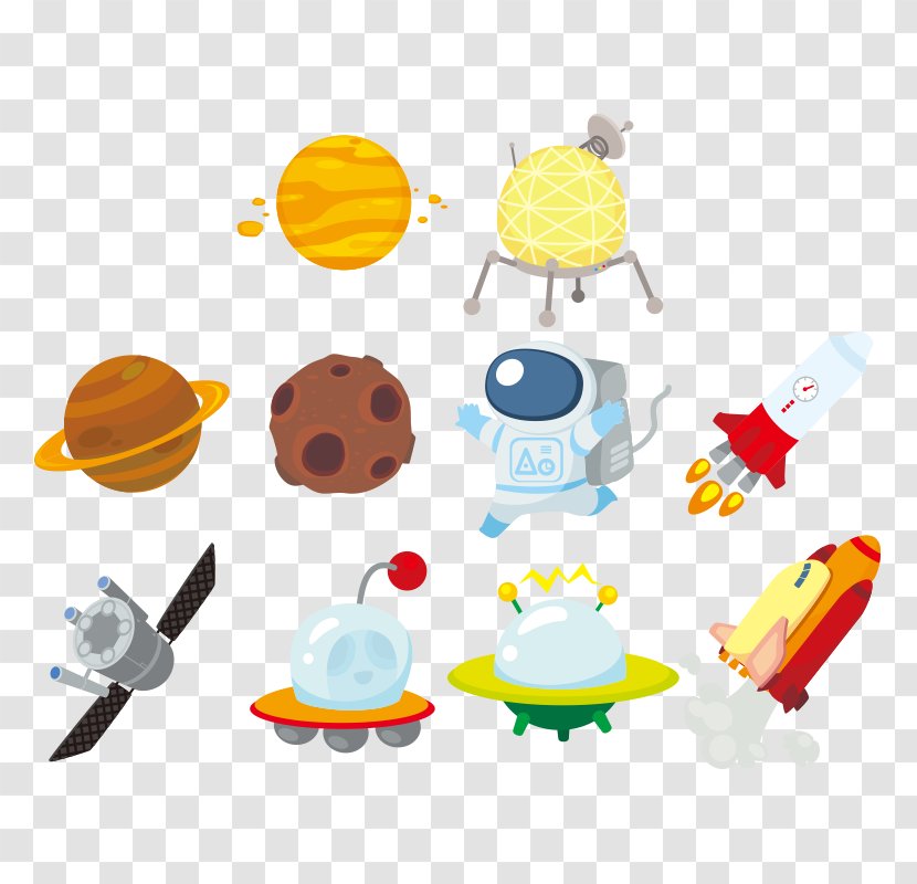 Outer Space Spacecraft Astronaut Cartoon - Elements Transparent PNG