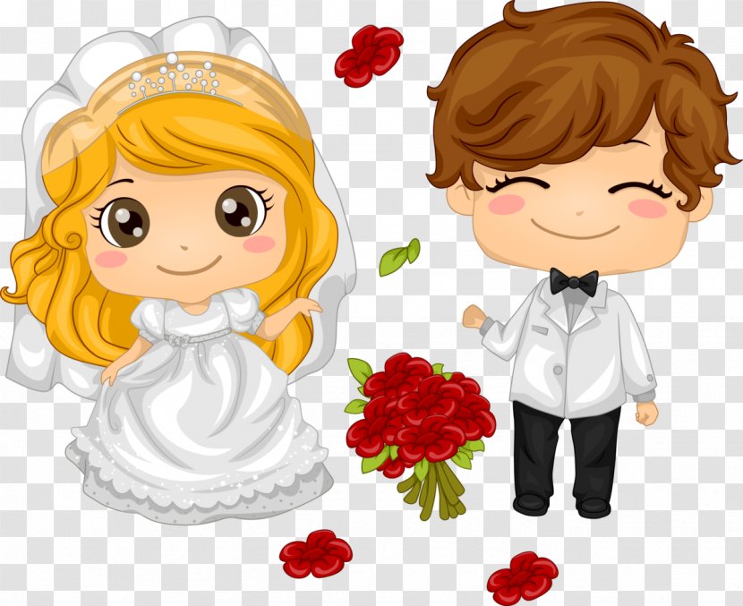 Wedding Invitation Bride Couple Cartoon - Fictional Character Transparent PNG