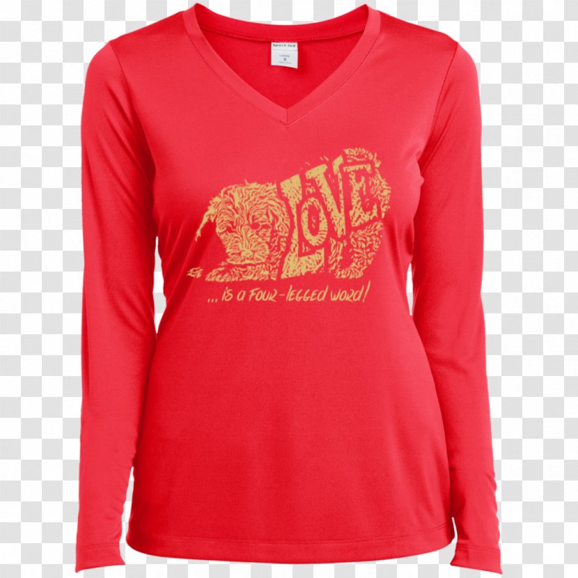 Long-sleeved T-shirt Hoodie - Red Transparent PNG