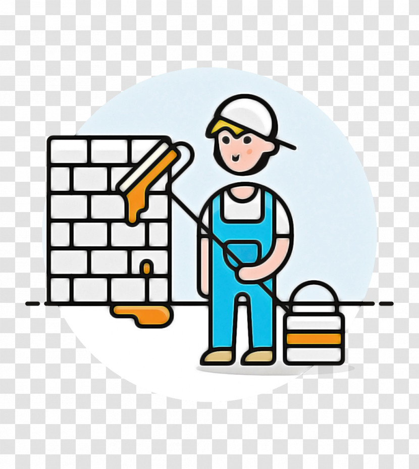 Cartoon Construction Worker Line Bricklayer Transparent PNG