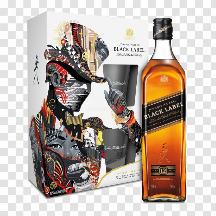 Blended Whiskey Scotch Whisky American Irish - Johnnie Walker Black Label - Bottle Transparent PNG