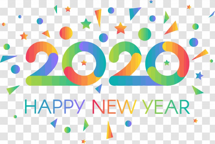 Happy New Year 2020 - Logo - Text Colors Transparent PNG