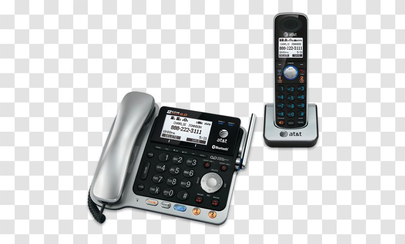 Cordless Telephone AT&T TL86109 Handset Digital Enhanced Telecommunications - Corded Phone - Bluetooth Transparent PNG
