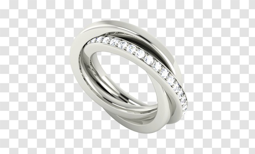 Russian Wedding Ring Engagement Diamond - Two Silver Rings Transparent PNG