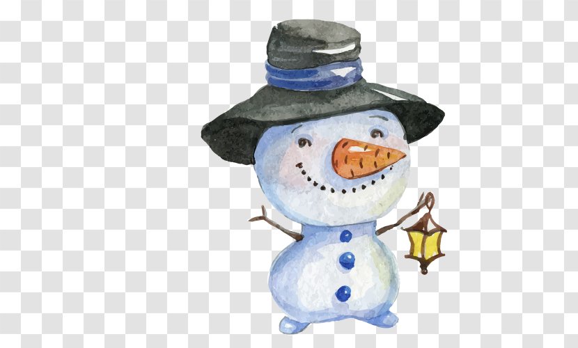 Watercolor Painting Christmas Snowman Drawing Transparent PNG