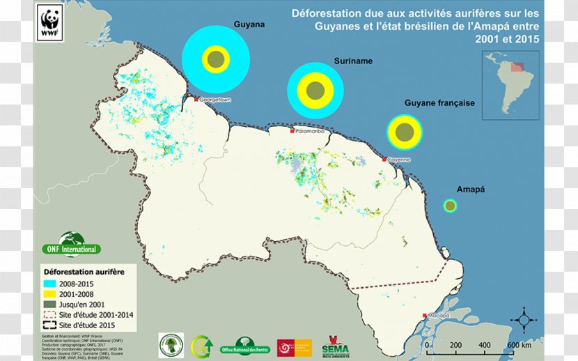 Guiana Shield Amazon Rainforest Exploitation Aurifère En Guyane Amazonian Park Amazonie - Artisanal Mining - Map Transparent PNG