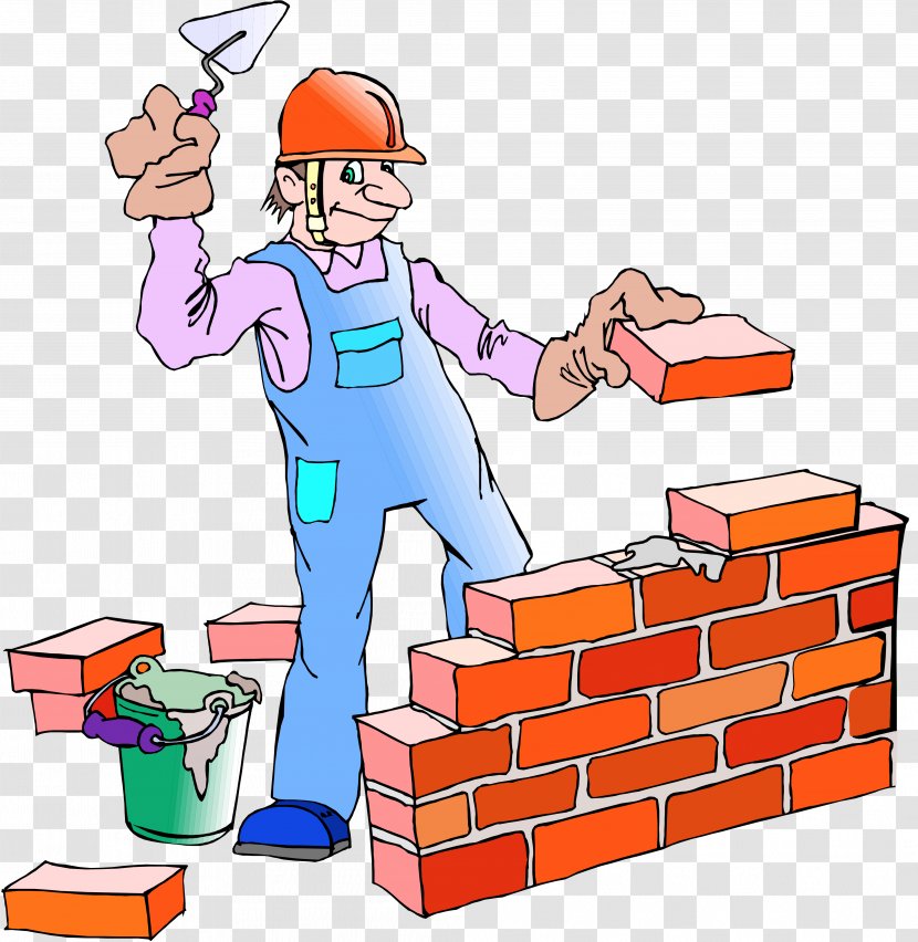 The Bricklayer Construction Advertising - Cartoon - Brick Transparent PNG