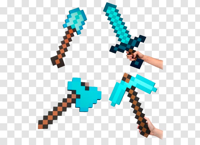 ThinkGeek Minecraft Next Generation Diamond Sword Foam PickAxe Transparent PNG