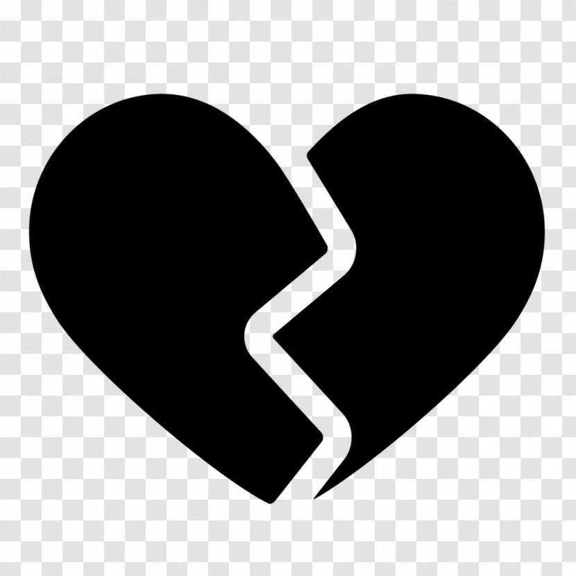 Broken Heart Symbol Clip Art - Black And White Transparent PNG