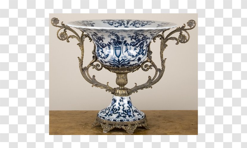 Porcelain Vase Ormolu Blue And White Pottery Bronze - Centrepiece - Drum Design Transparent PNG