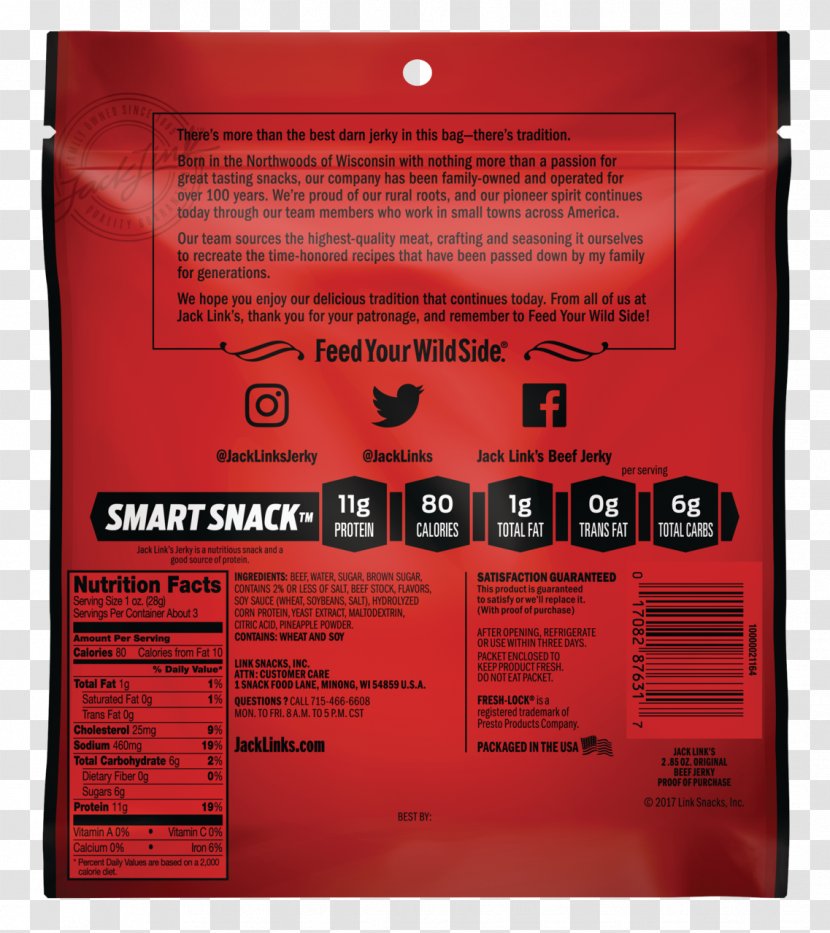 Jack Link's Beef Jerky Quesadilla Nutrition Facts Label Teriyaki - Serving Size Transparent PNG