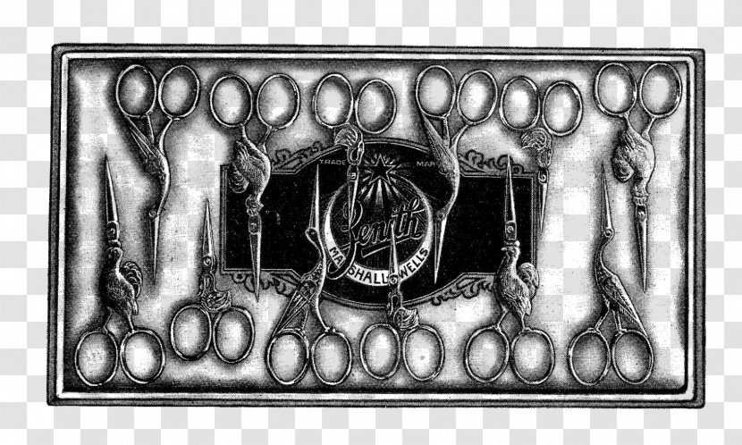 Picture Frames Metal Bone Pattern - White - Vintage Shears Transparent PNG